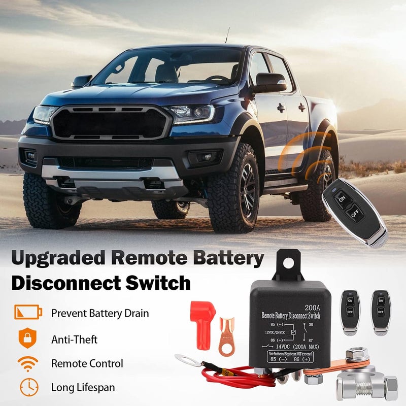 FEITON 200A Rated 360A Starting Current Remote Battery Disconnect Switch DC 12V Remote Control Isolator Kill Switch for Car - Image 2